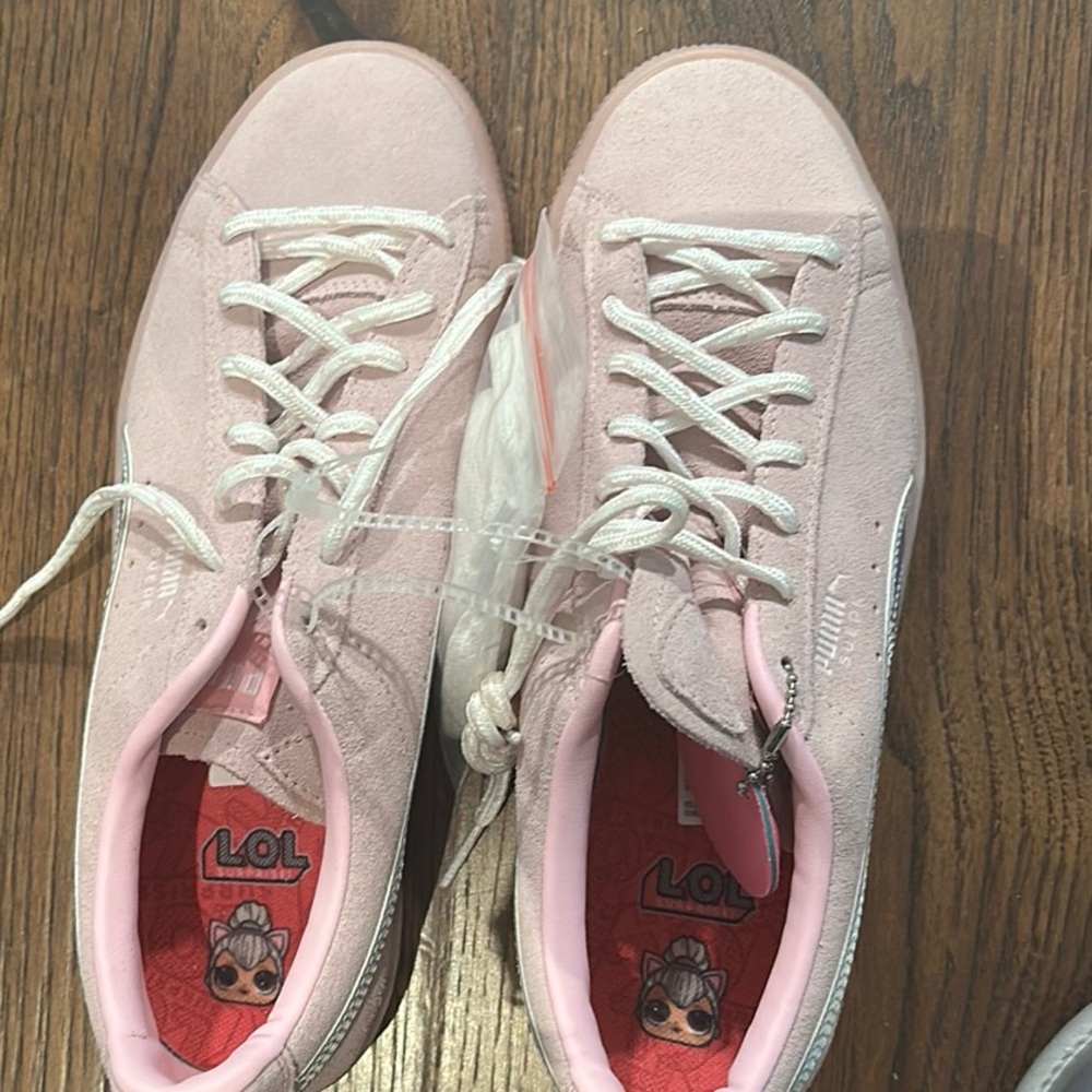 Puma LOL  Pink Suede Sneakers with White Laces